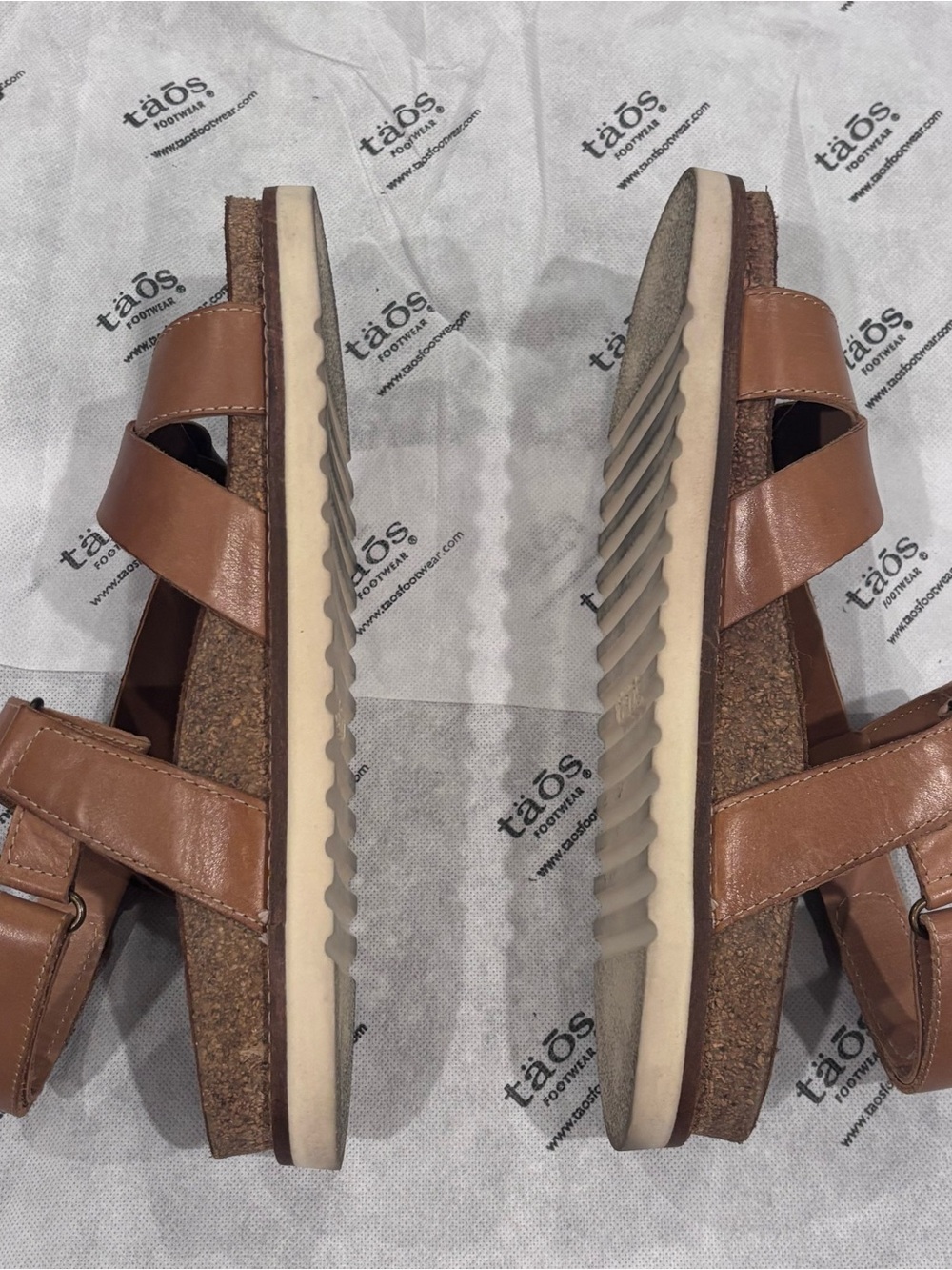 Taos Sideways Sandal Brown Leather Strappy Sandals - Picture 6 of 11